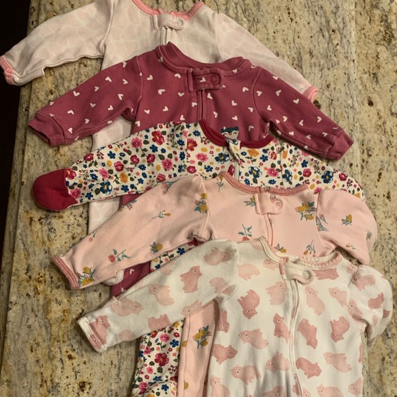 Carter's Other - (5) Carter’s + Wonder Nation NEWBORN Footed Onsies Sleepers